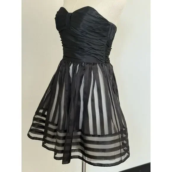 Betsy Johnson Rouched Corset, Fit And Flare Black Babydoll Dress Size 4 - Picture 9 of 16